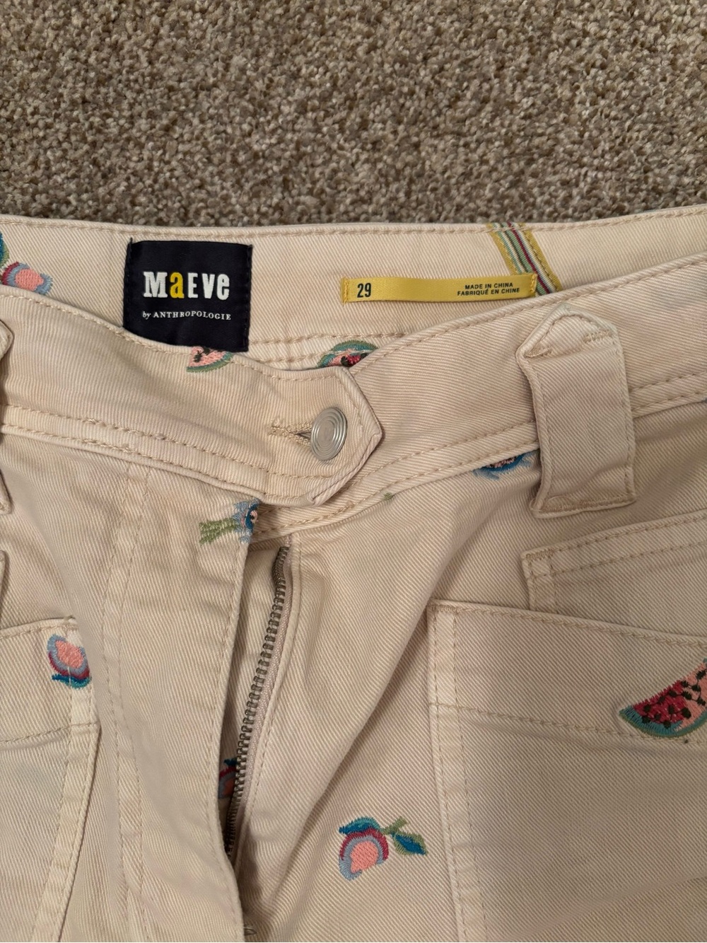 Maeve Cream Wide-Leg Jeans with Fruit Embroidery - Picture 3 of 3